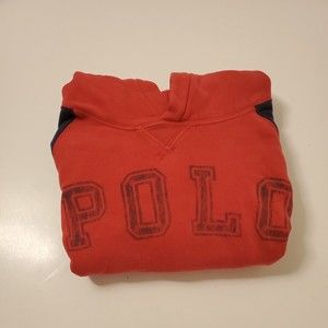 Polo Ralph Lauren Boy’s Pullover Sweatshirt Hoodie Red and Blue Front Pockets 3T